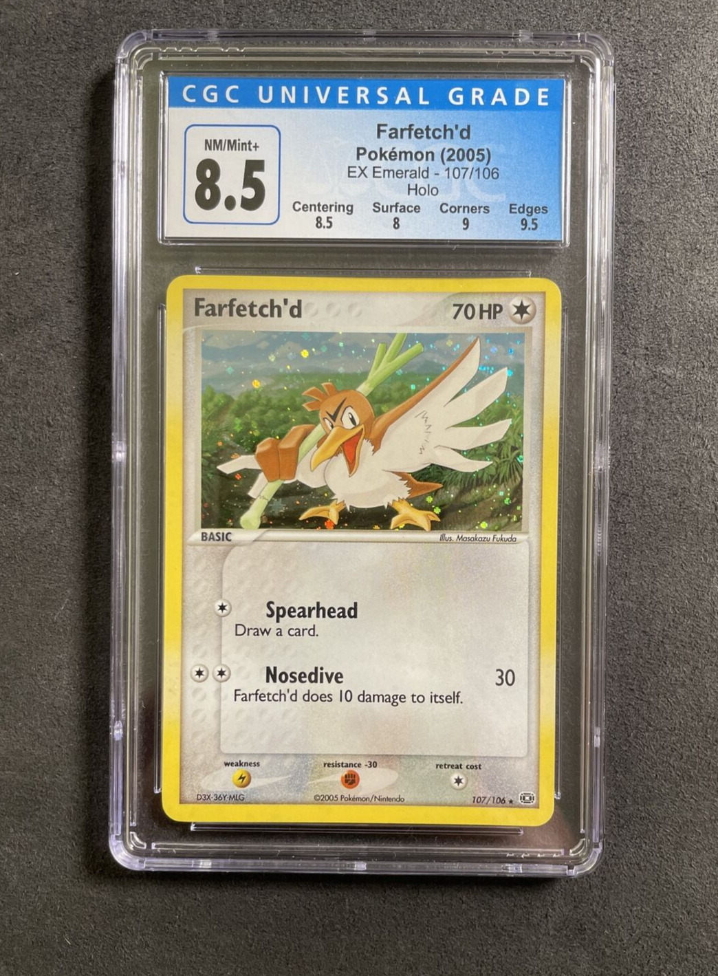 Farfetch'd 107/106 Holo Rare Secret Rare Swirl Holo Ex Emerald NM W/Tracking