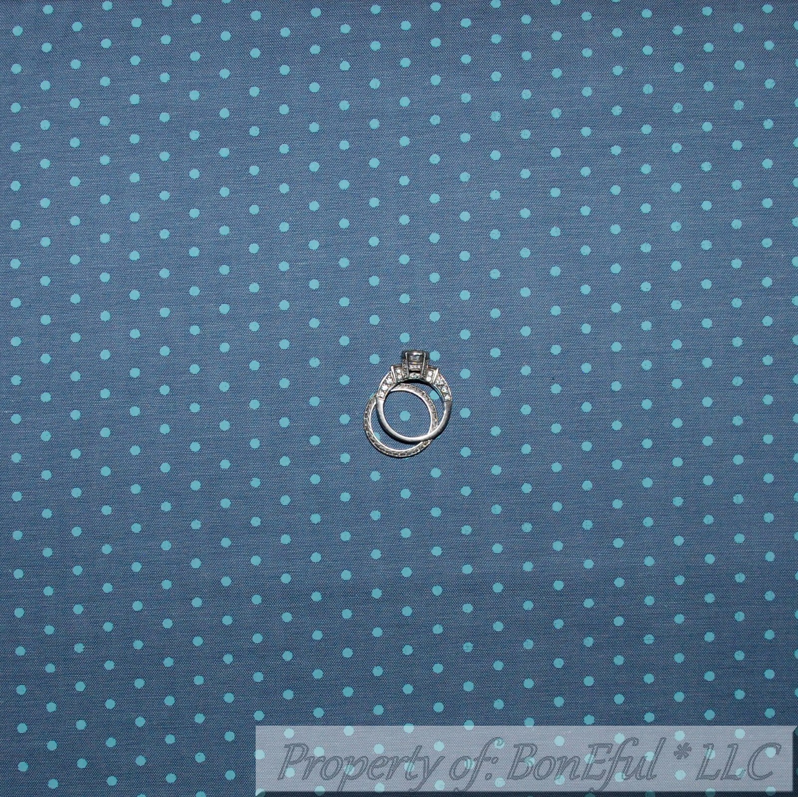 BonEful Fabric FQ Cotton Quilt Blue Aqua Teal Chambray French Polka DOT S Stripe