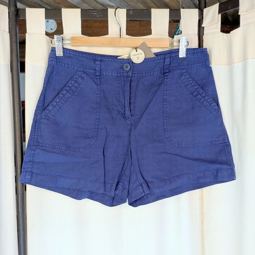 NWT Tommy Bahama Size 4 Womens Blue Two Palms 100% Linen Shorts Leigh Fit - 第 1/10 張圖片