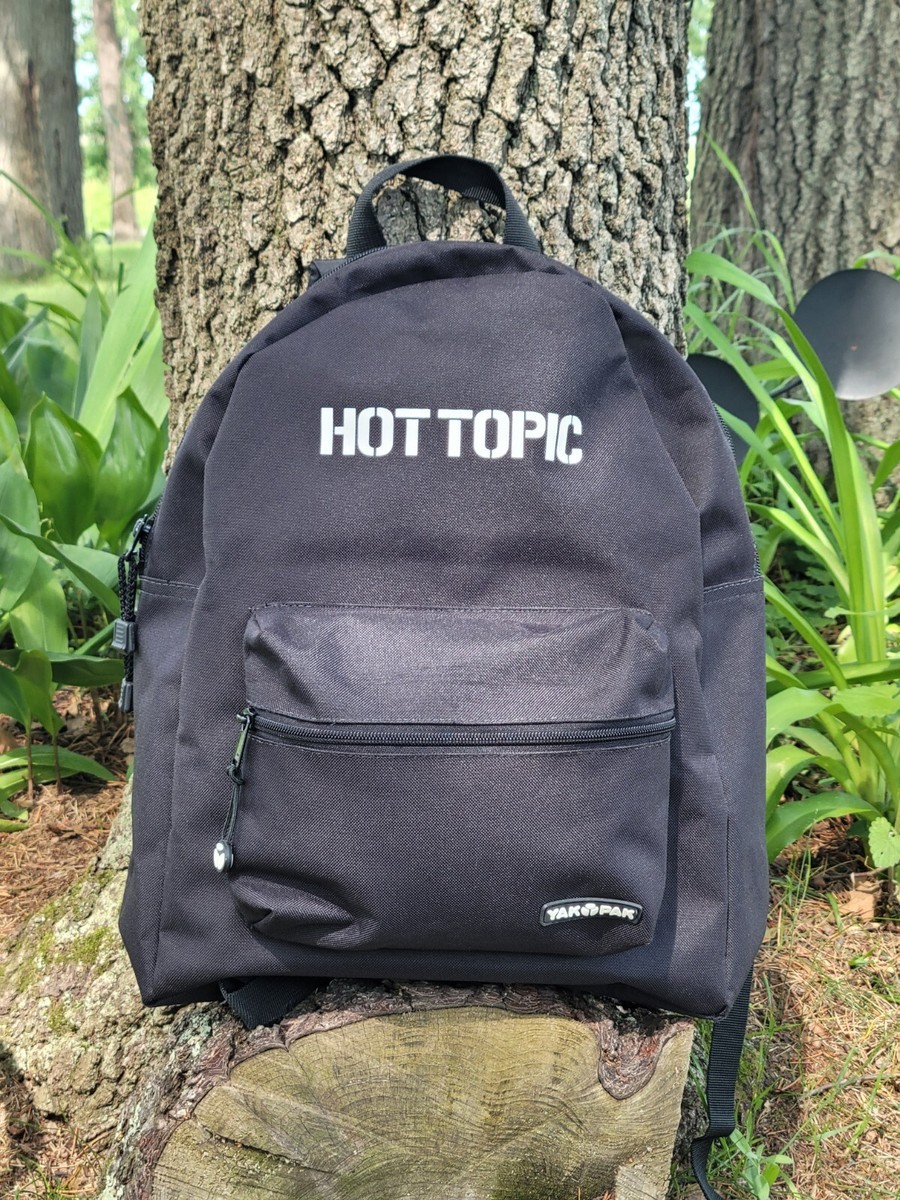 Black YakPak Hot Topic Back Pack Book Bag Two Pouch Zipper