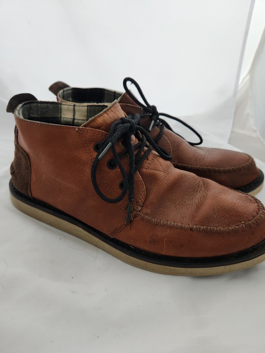 Toms Mens Chukka Ankle Boots Brown Leather Lace Up 11.5 | eBay display picture 3