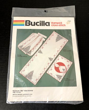 Vtg Bucilla SPARKLING TREE Cross Stitch Kit Christmas 15x45 Table Runner - New