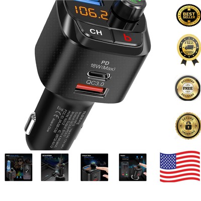 Advanced Bluetooth 5.0 FM Transmitter with Quick Charger and Hi-Fi Music Player