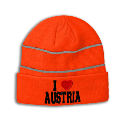 Reflective Beanie for Men & Women I Love Austria I Love Acrylic 1 Size