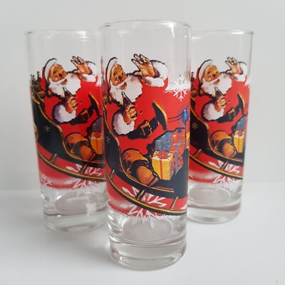 3x Coca Cola Glas Weihnachten von Burger King Santa Trinkglas Sammler