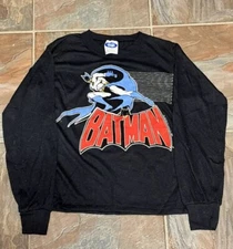 Vintage 1990s PCA Apparel Boys Size 12 Batman Pajama Long Sleeve Shirt Top Only
