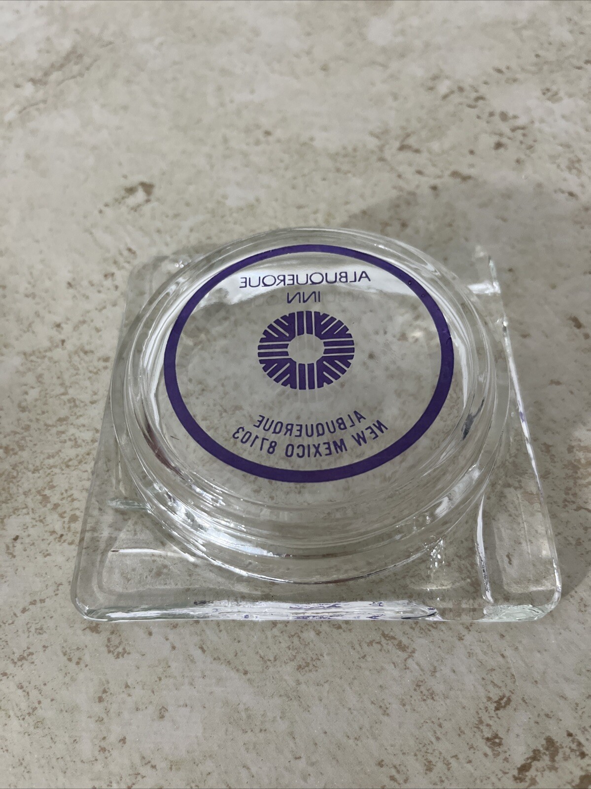VINTAGE Albuquerque Inn Glass Ashtray Square 4”