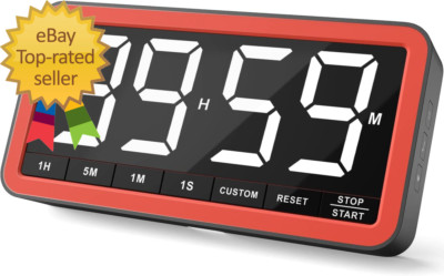 Digital Kitchen Timer with 7.8  Extra Large Display, Magnetic LED, with 3 Bright