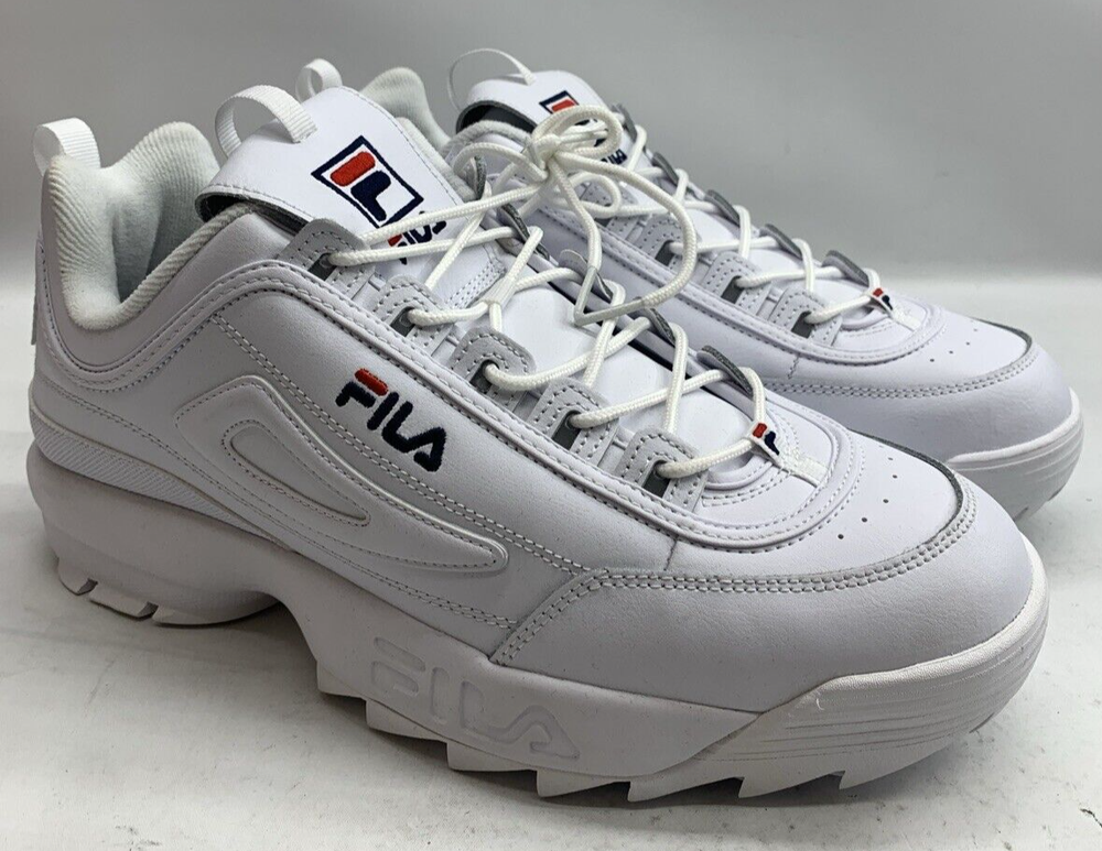 Fila Strada Disruptor II Mens White Sneakers US 14 Lightweight Lace-Up Shoes
