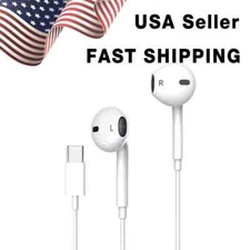 For iPhone 16 15 Pro Max iPad Pro Wired USB Type-C Stereo Earbuds Headphones