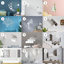Kids Mirror Tiles Wall Stickers Acrylic Self Adhesive Art Bathroom Nursery Decor