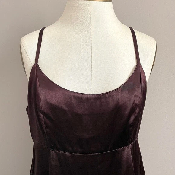 Mini Vestido Sin Mangas Vintage Y2K Betsey Johnson Ciruela Púrpura Satén - M/8-10 🇺🇸 Foto 4 de 4