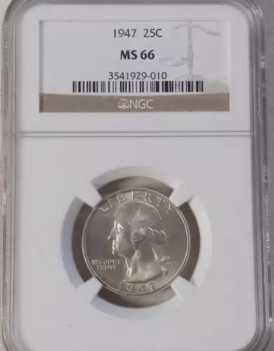 1947p NGC MS 66 Silver WASHINGTON QUARTER $ NICE WHITE COIN