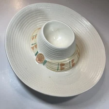 Vintage Treasure Craft Sombrero Chip and Dip Large Serving Bowl Dish USA Aztec