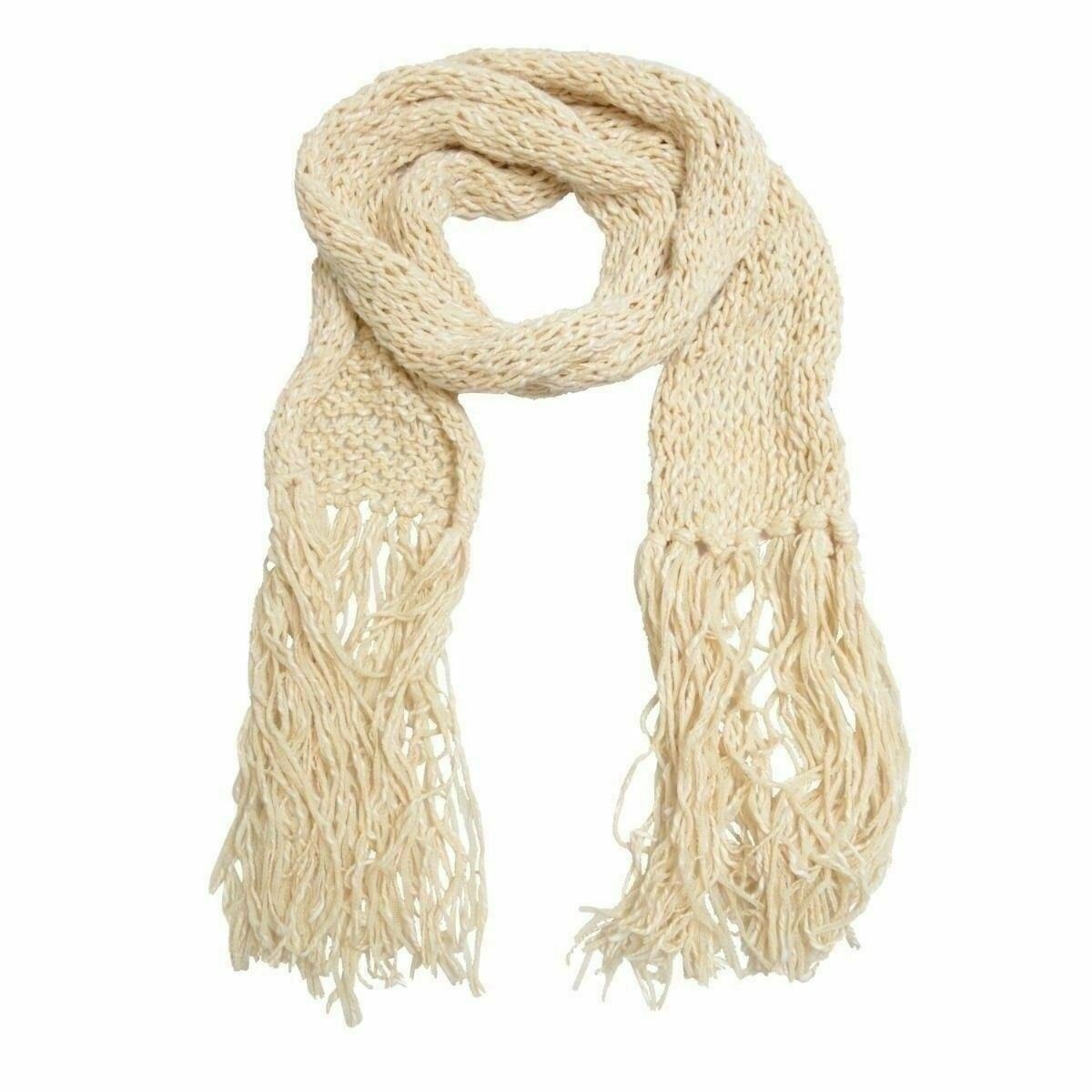 Женский бежевый вязаный шарф