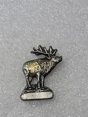 Vintage MOOSE Pewter Style Lapel Hat Tie Tack Pin Silver Color Clutch Back