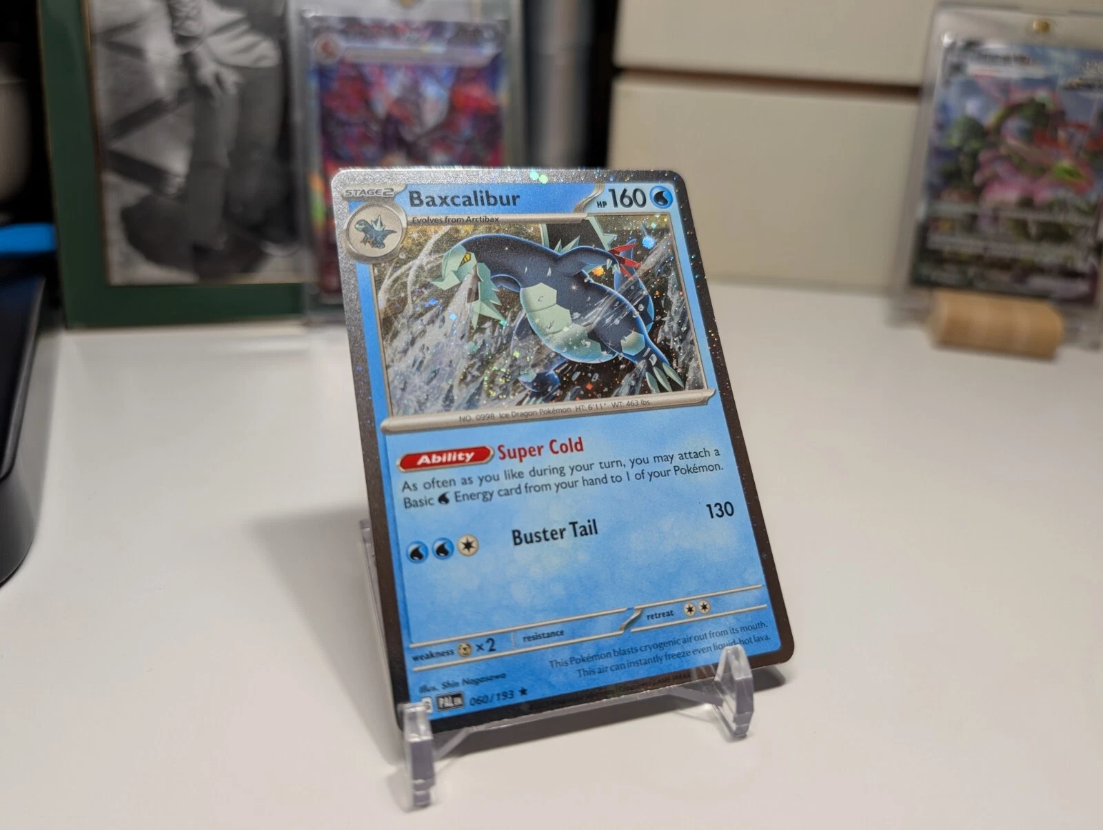 Pokemon Paldea Evolved Baxcalibur 060/193 Cosmos Holo Checklane EXCLUSIVE NM