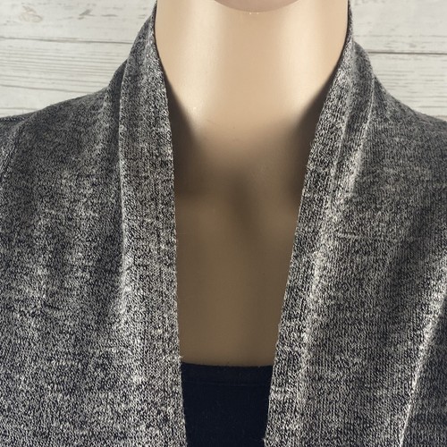 Karen Brooks Sweater Small Gray Black Faux Cardigan Thin Knit Layered Style - Picture 2 of 12