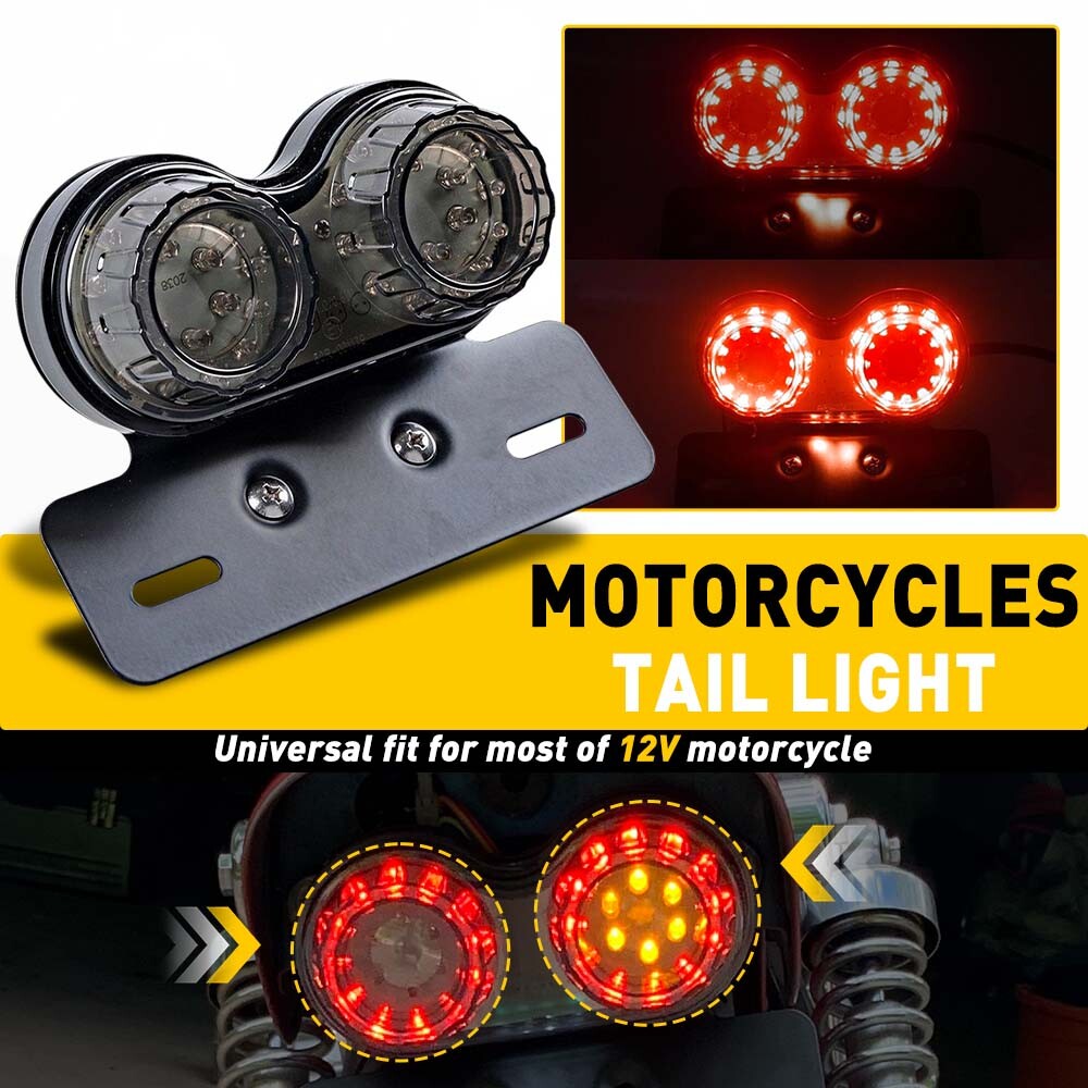 Motorcycle Tail Light LED Integrated Turn Signal Brake Indicator License Plate S