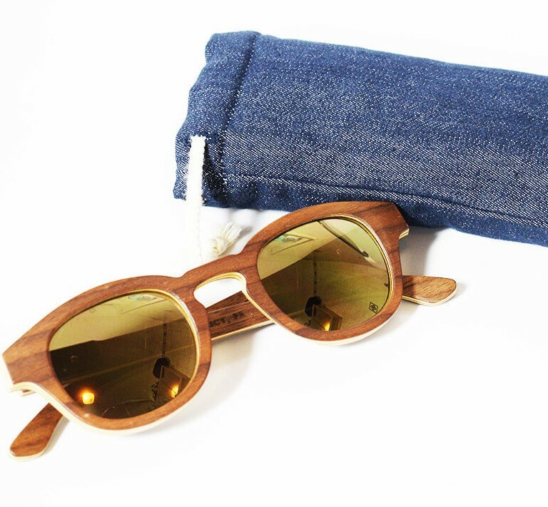 Shelter Dean Wooden Frame Sunglasses Mirrored Lenses