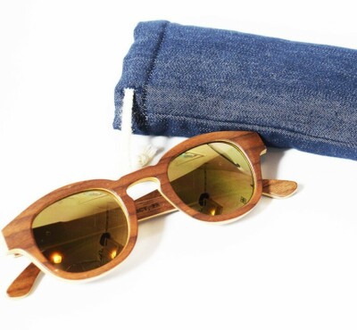 Shelter Dean Wooden Frame Sunglasses Mirrored Lenses