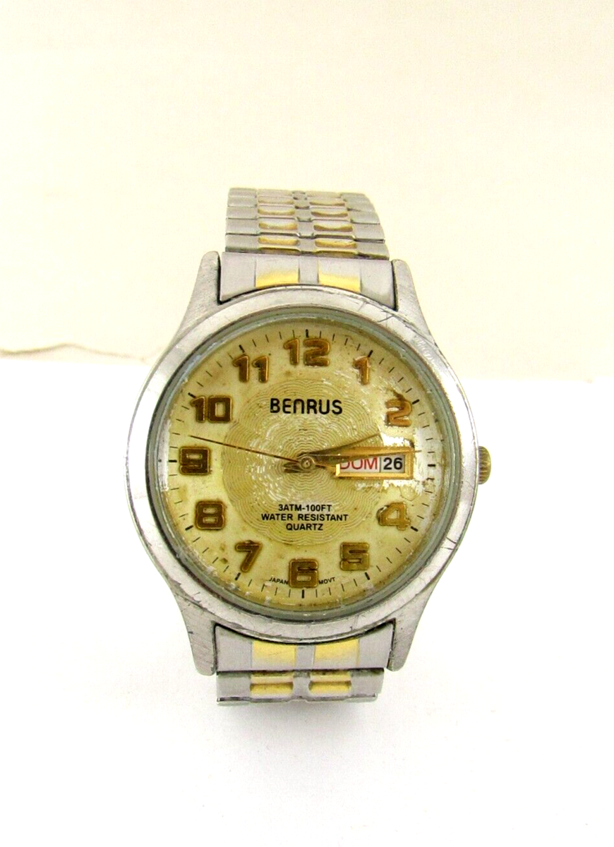 Benrus water resistant Japan movement watch Black and Gold Vintage Benrus Watch | Benrus Watches for Men  main image 3