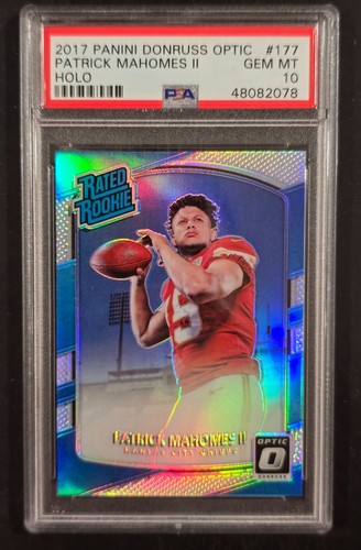 🔥 2017 DONRUSS OPTIC PATRICK MAHOMES II #177 HOLO PRIZM ROOKIE GEM MINT PSA 10