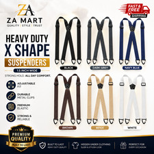 Suspenders for Men Heavy Duty, X Shape Back Hidden Suspender 1.5" Under Clothing