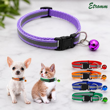 Adjustable Reflective Dog Collar with Bell for Cats Puppies Nylon Collar