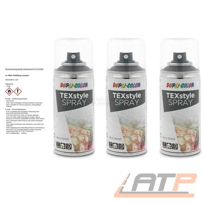 3x 150ml DUPLI COLOR SPRAY TESSILE VERNICE TESSILE VERNICE PER TESSUTI NERO 319914