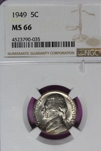 1949 NGC 5C MS66 JEFFERSON NICKEL #B52047