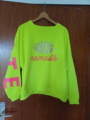 miss goodlife sweatshirt M wie 38-42 neon gelb Namasté glitzer Ornament top!