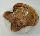 Vintage Murano Art Glass Speckled Orange Bowl/ Ashtray