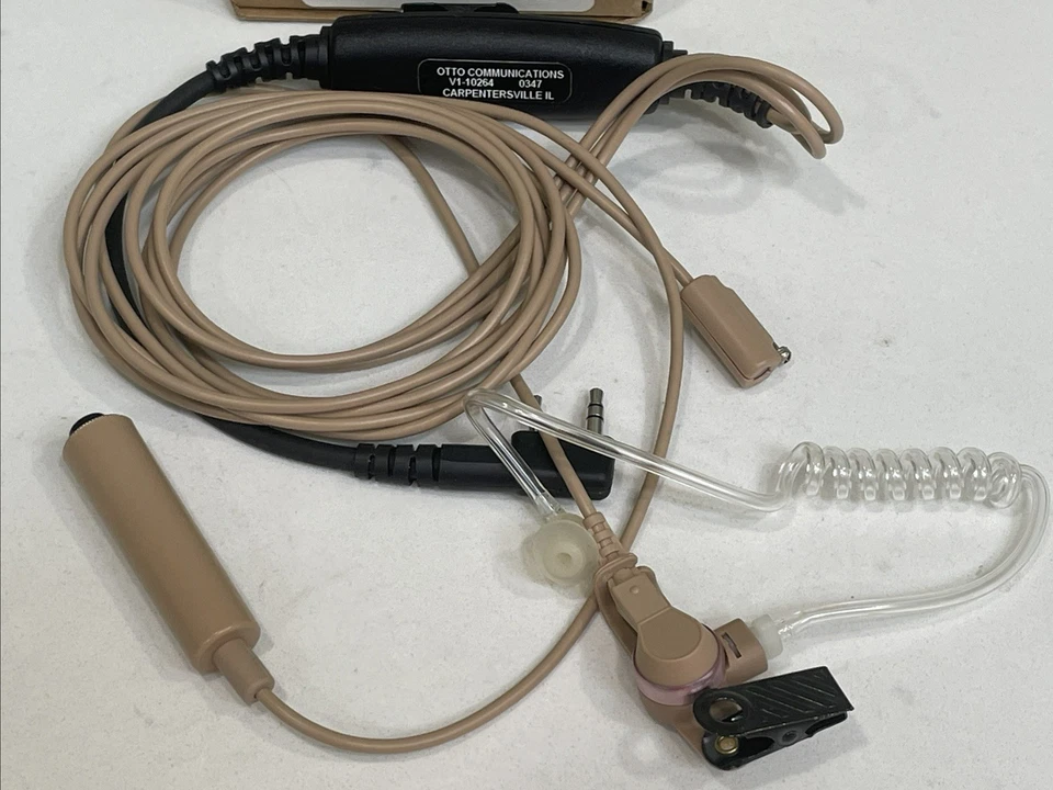 Otto Communications V1-10264 3-Wire 2-Pin Palm Lapel Earpiece Mic Kit Beige USA - Image 3 of 4