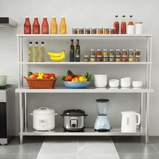 2-6FT Stainless Steel Prep Work Table Commercial Catering Kitchen Worktop Bench