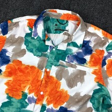 All In Motion Mens Abstract Watercolor Floral Snap Front Shirt XL Hawaiian