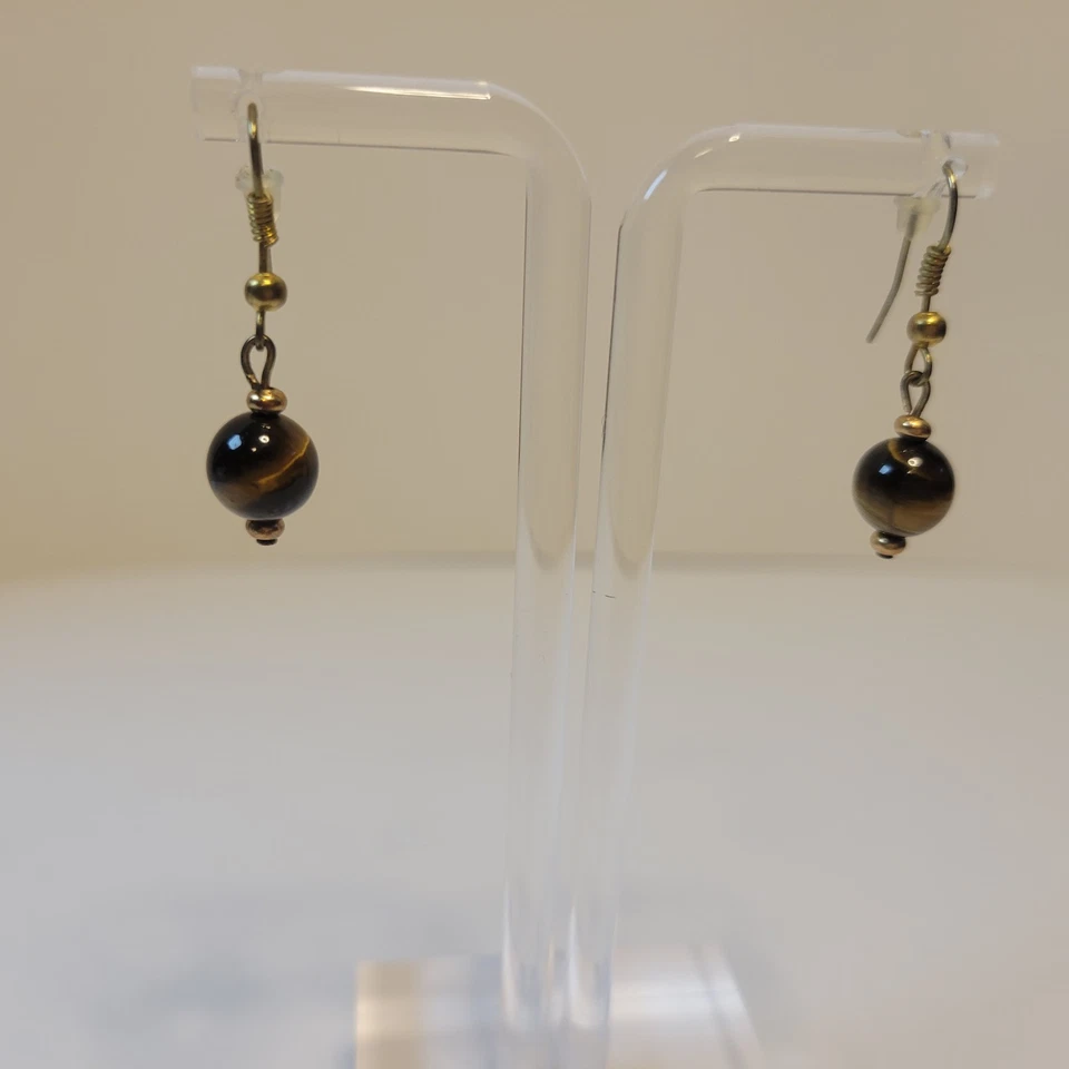 Tiger's Eye Stone Earrings Drop Dangle Hook Fashion Jewelry for Women - Image 2 of 4