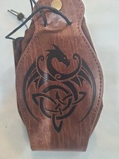 Medieval Belt Pouch Brown Renaissance Faux Leather Drawstring Dice Bag Viking