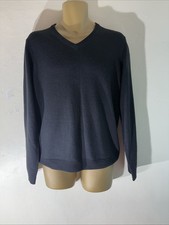 Mens M S Marks spencer Size Large Black Thin Knit Long Sleeve Jumper Sweater