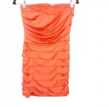 Speechless Women Tangerine Size Med Ruched Strapless Mini Bodycon Party Dress