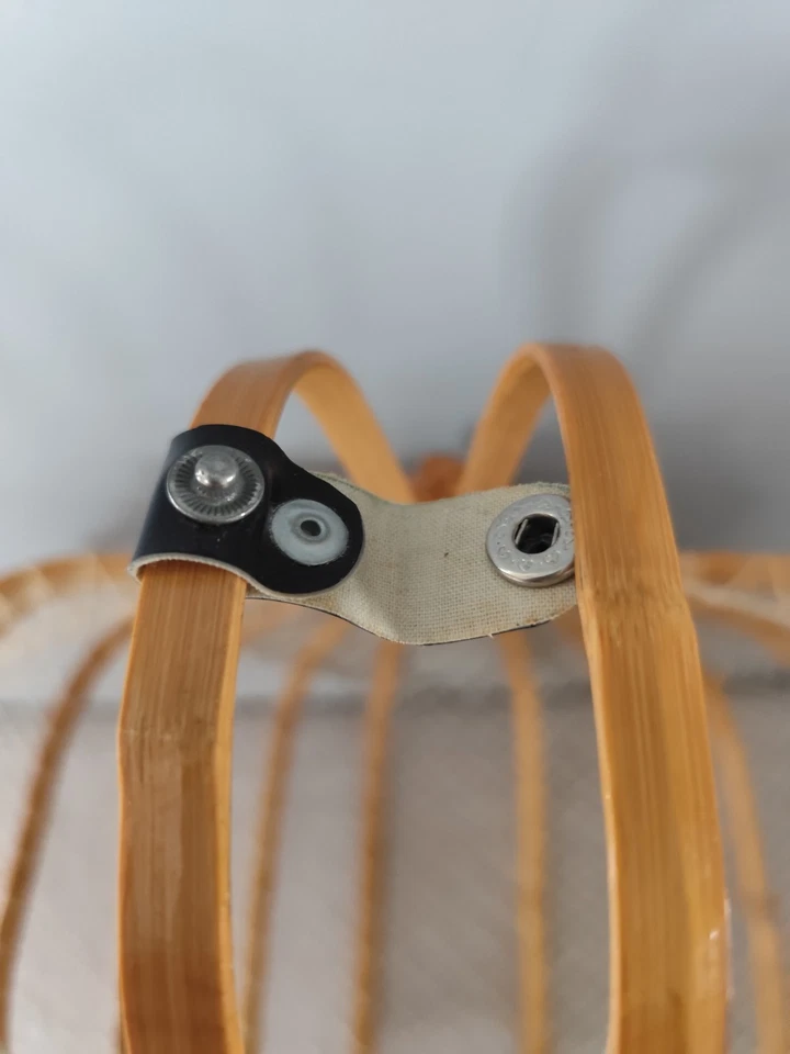 Panier Sac Bambou Vintage Japonais Pliable En Filet De Pêche Décoration TBE - Photo 3/4