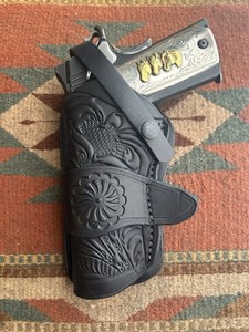 LEFTHAND Western Holster Floral Black FIT Colt Springfield Ruger RIA Model 1911