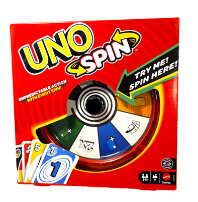Mattel Games:  UNO Spin Card Game - Colorblind Accessible New!  Ships Carefully