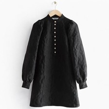 & Other Stories Stockholm Atelier Jacquard Long Puff Sleeve Mini Dress Size 2