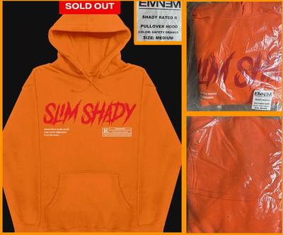 Eminem Slim Shady Rated R Orange Hoodie Hoody Mens SIZE M NWT Sold Out Rare