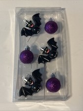 6 Piece Halloween Tree Ornaments Bats New