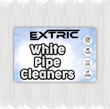 Pipe Cleaners Craft - 100 Pcs White Chenille Stems, 6mm x 12 Inch Fuzzy 