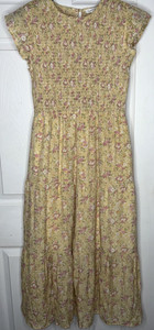 August Sky Women Sz Small Midi Dress Smocked Boho Prairie Milkmaid Cottagecore