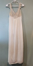 VTG Sheer Lace Nylon Van Raalte Myth Grecian Maxi Nightgown Dress Slip Sz 32USA