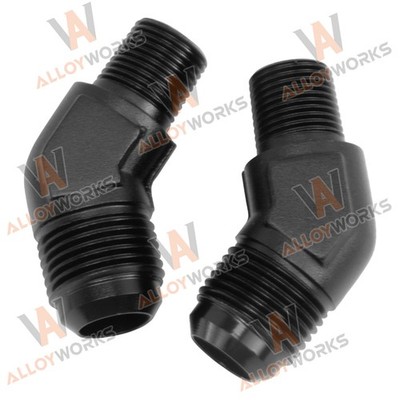 2 Pieces 10AN Male Flare to 3/8'' NPT Pipe 45 Degree Fitting Adapter Aluminum.